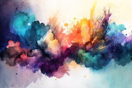 Abstract colorful watercolor painting for background. Digital art painting design.の素材