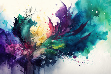 Abstract colorful watercolor background. Digital art painting. Illustration.の素材