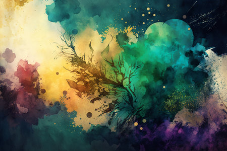 Abstract colorful grunge background with space for text. Watercolor paintingの素材