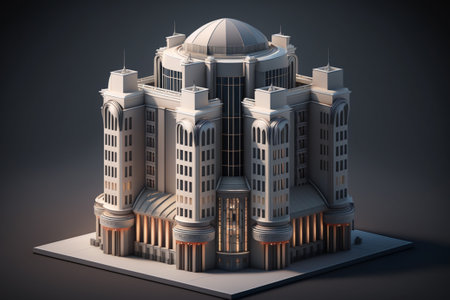 3d render of a modern building in the style of the sixtiesの素材