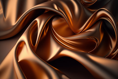 Closeup of rippled golden silk fabric as background. 3d renderの素材