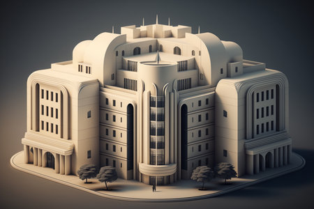 3D illustration of a building in the style of a fairy taleの素材