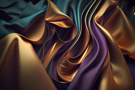 3d render, abstract background with wavy folds of silk fabricの素材