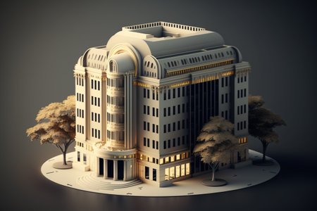 3d render of a modern building in the style of the 80sの素材