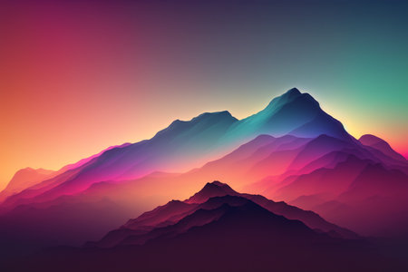 Landscape with mountains at sunset. Vector illustration for your design.の素材