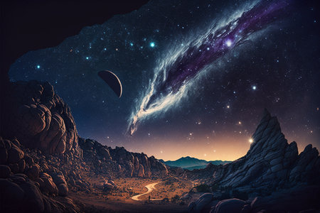 Fantasy alien planet. 3D Rendered Computer Artwork.の素材