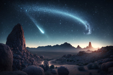 Fantasy alien planet. Mountain landscape. 3D Rendering.の素材