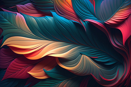 3d render, abstract background with multicolored wavy linesの素材