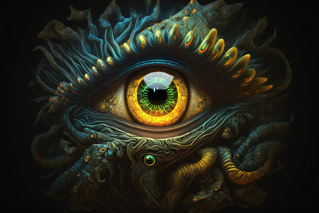 Eye of the Devil. Fantasy fractal image. Computer generated graphics.の素材
