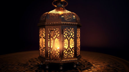 Lantern on dark background. Ramadan Kareem concept. Ramadan Kareem background. Selective focusの素材