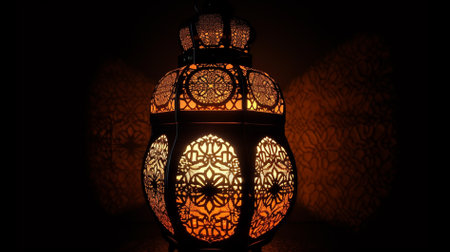 Ramadan Kareem background. Arabic lantern in the dark. Ramadan Kareem backgroundの素材