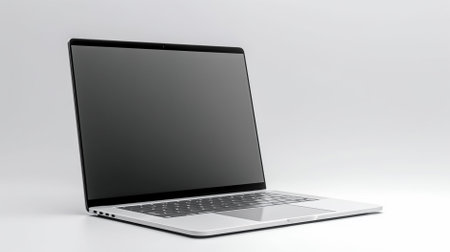 Laptop mockup isolated on white background. 3D rendering.の素材