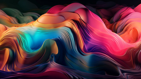 3d rendering, abstract background with colorful flowing liquid shapes, computer generated imagesの素材