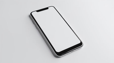 Smartphone mockup with blank screen on white background. 3d renderingの素材