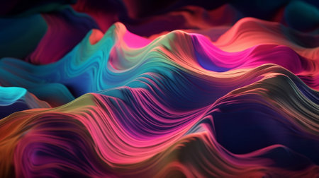 3d render, abstract colorful background with smooth wavy lines, waves.の素材