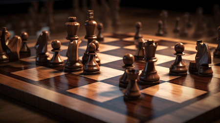 Chess board with chess pieces on it. Selective focus.の素材
