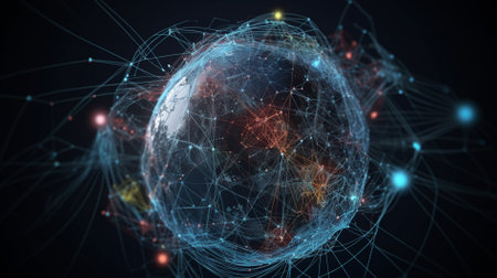 Global network connection over the world  blockchain web 3.0 conceptの素材
