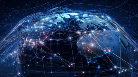 Global network connection over the world.  blockchain web 3.0 conceptの素材