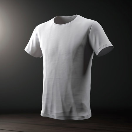 Blank white t-shirt mockup on black background. 3d renderingの素材