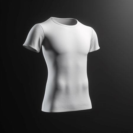 Blank white t-shirt on black background. 3d renderingの素材