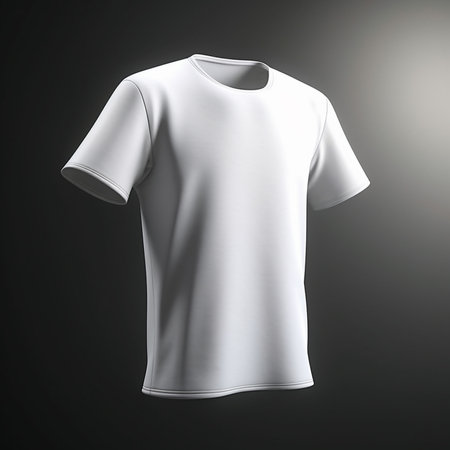 White t-shirt isolated on black background. 3d rendering.の素材