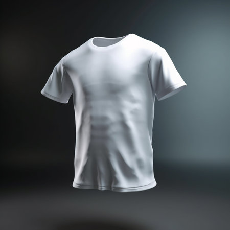 Blank white t-shirt on black background. 3d renderingの素材