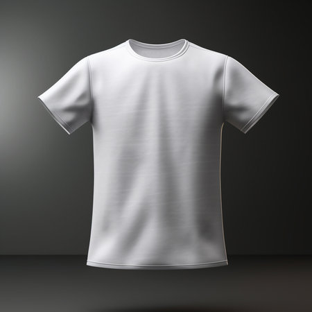 White t-shirt mockup on dark background. 3D renderingの素材