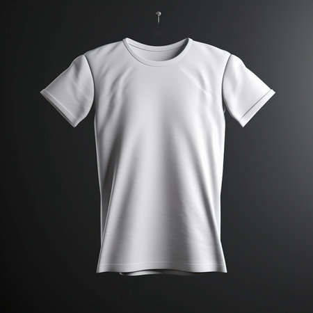 White t-shirt isolated on black background. 3d rendering.の素材