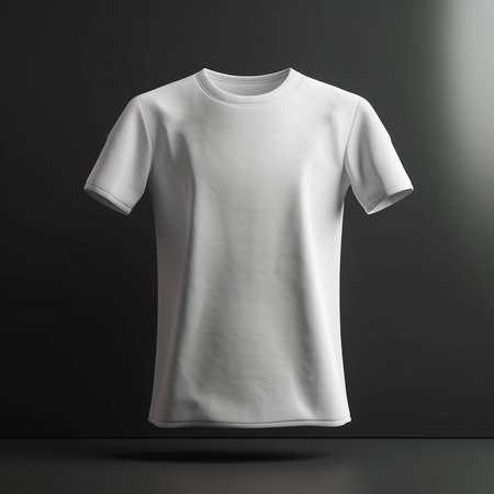 Blank white t-shirt mockup on black background. 3d renderingの素材