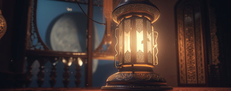 Lantern in the interior of the mosque. Ramadan Kareem.の素材