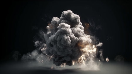 Explosion of black smoke on a dark background. 3d renderingの素材