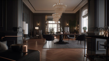 Luxury interior of a living room. 3D rendering.の素材