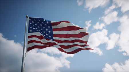 3D rendering of the United States of America flag waving in the windの素材