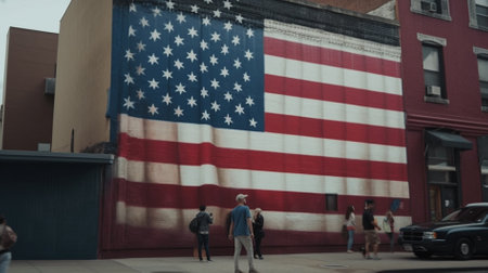 People walking in downtown Los Angeles, California, United States of Americaの素材