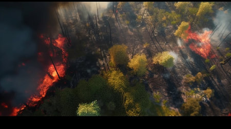 fire in the forest. Fire in the forest. Fire in the forest.の素材
