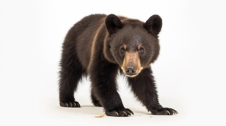 Black bear isolated on a white background, close-up portrait.の素材