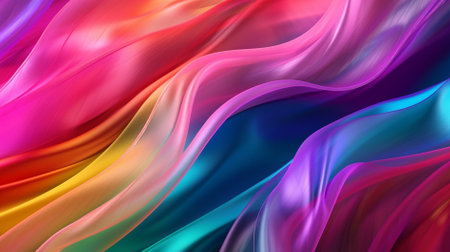 Colorful Liquid metallic wavy background. 3d rendering, 3d illustration.の素材
