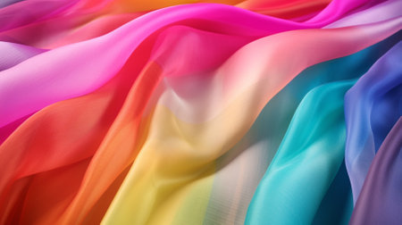abstract background of multicolored wavy fabric close-upの素材