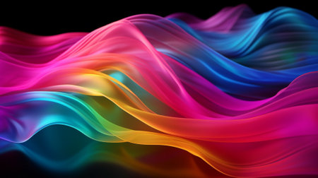 abstract multicolored wavy background. 3d render illustrationの素材