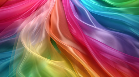 abstract background of colorful silk or satin waving in the windの素材