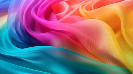abstract background of multicolored wavy fabric. 3d render illustrationの素材