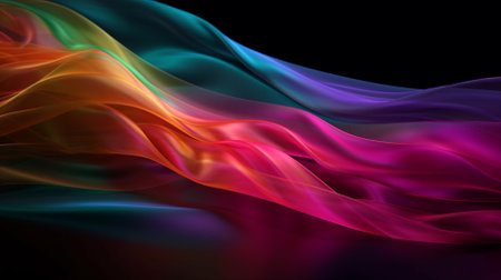 abstract colorful background with smooth lines in black and rainbow colors.の素材