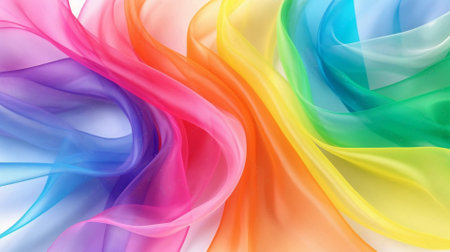 abstract background of multicolored wavy silk or satin textureの素材