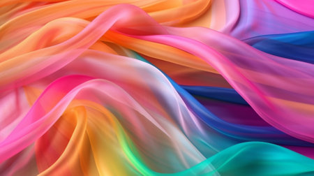 abstract background of colorful silk or satin waving in the windの素材