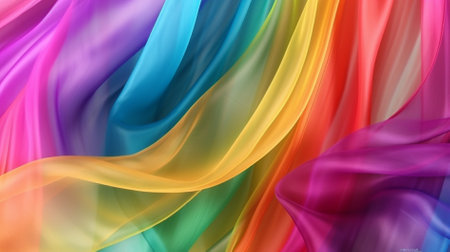 abstract background with smooth lines of cloth or liquid wave in rainbow colorsの素材