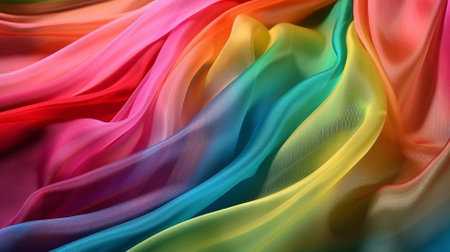 Colorful satin fabric as background. Close-up image.の素材