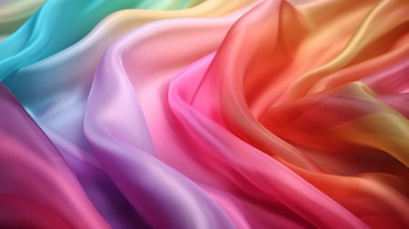 abstract background of colored silk or satin wavy folds.の素材