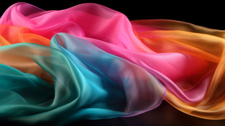 abstract background of multicolored wavy silk or satinの素材