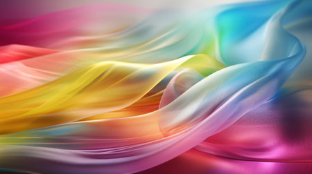 abstract colorful background with smooth wavy silk or satin textureの素材