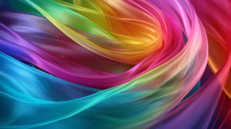 abstract background with smooth lines in rainbow colors, 3d renderの素材